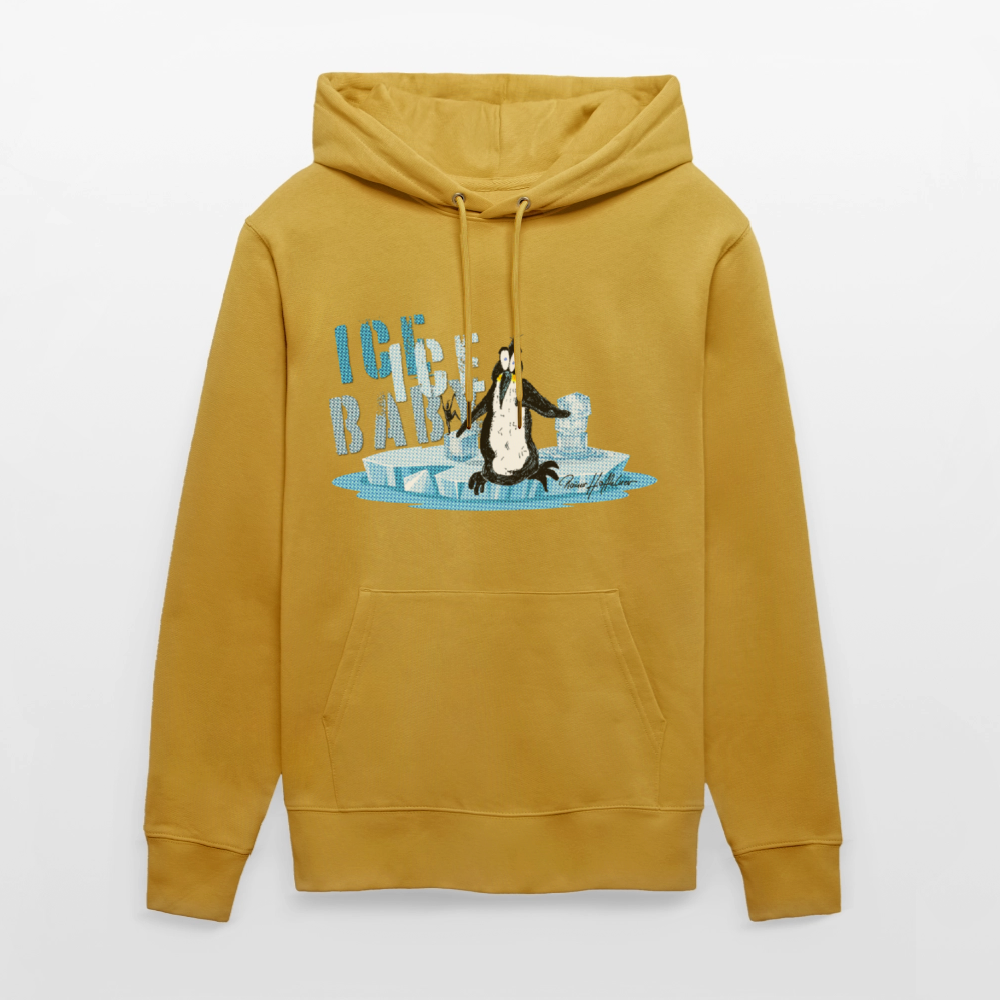 Unisex Bio-Hoodie mit ICE ICE BABY PINGUIN PRINT - Ocker