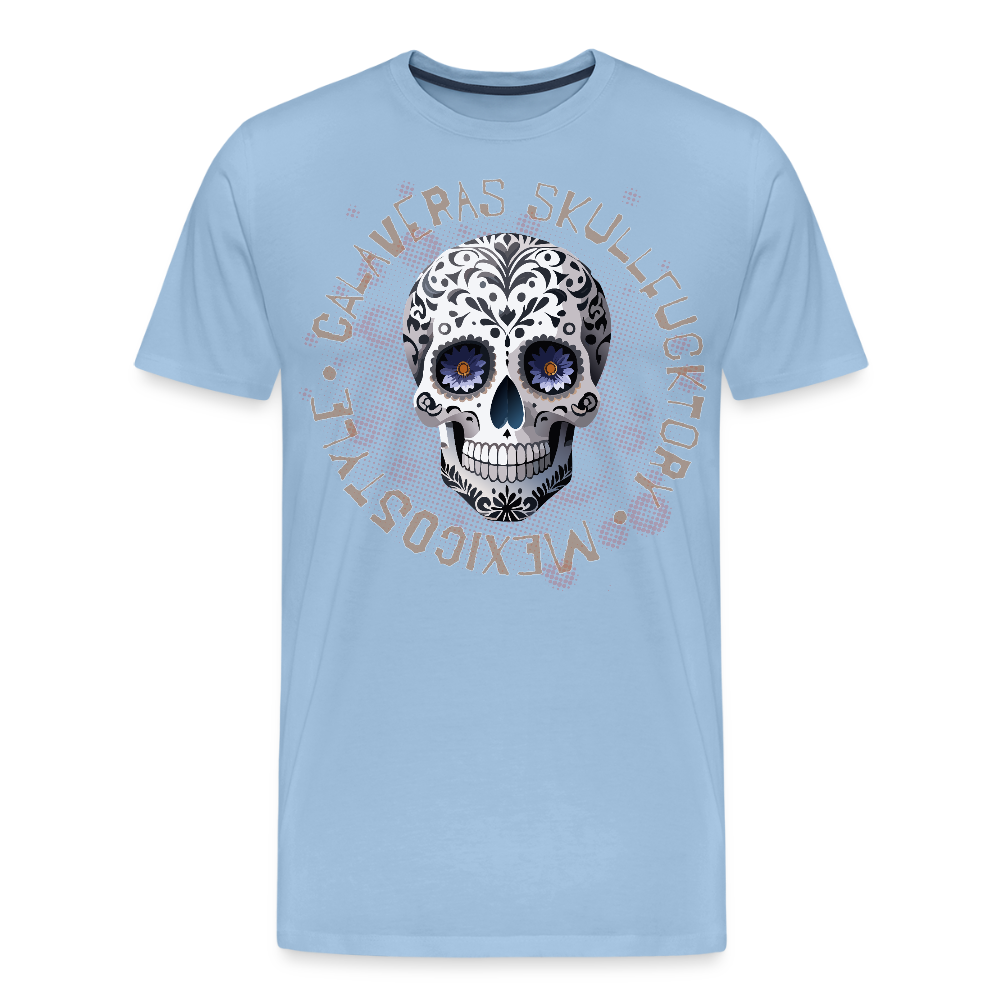Männer Premium T-Shirt mit CALAVERAS SKULL PRINT - Sky