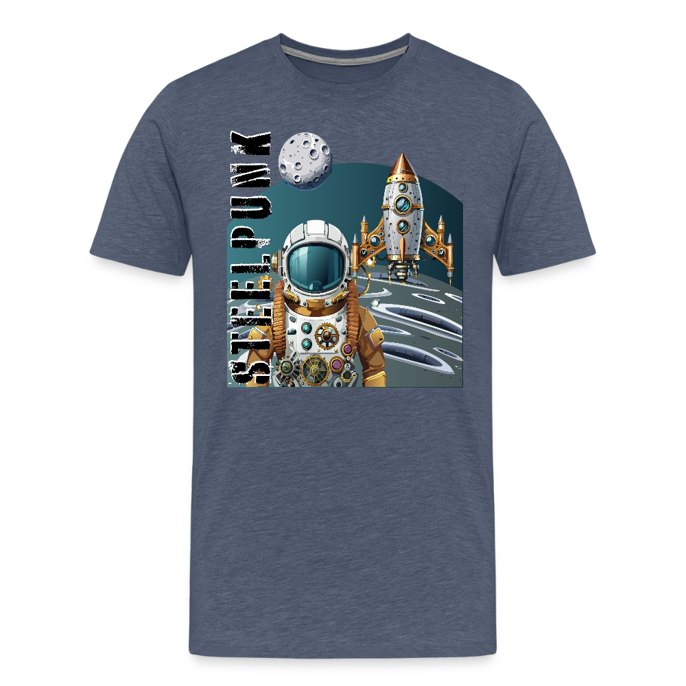 Männer Premium T-Shirt mit STEELPUNK PRINT - Blau meliert