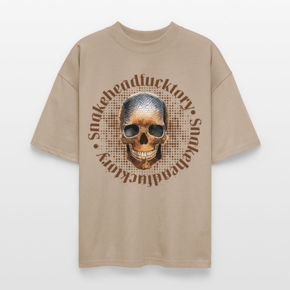 Oversized Unisex T-Shirt mit SNAKEHEAD SKULL PRINT - Steingrau