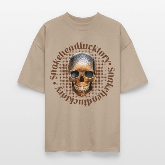 Oversized Unisex T-Shirt mit SNAKEHEAD SKULL PRINT - Steingrau