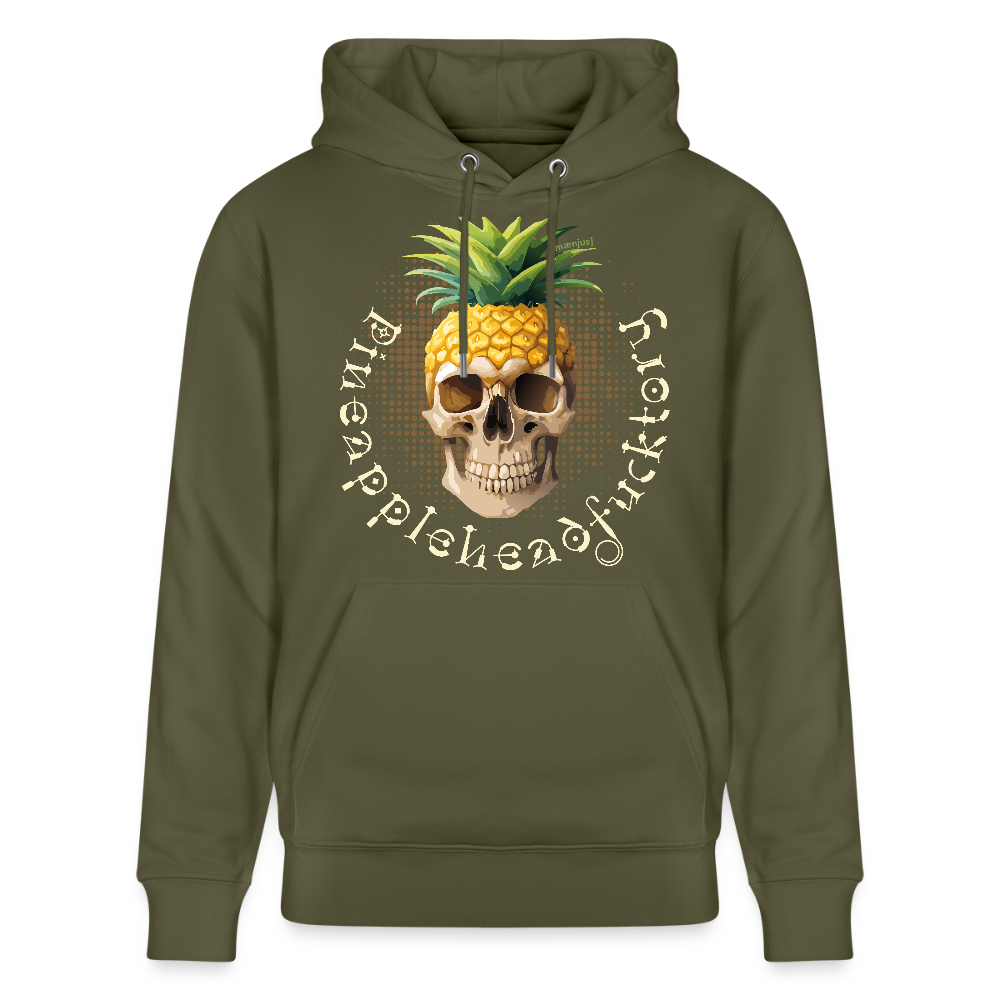 Unisex Hoodie mit PINEAPPLE SKULL PRINT - Khaki Grün
