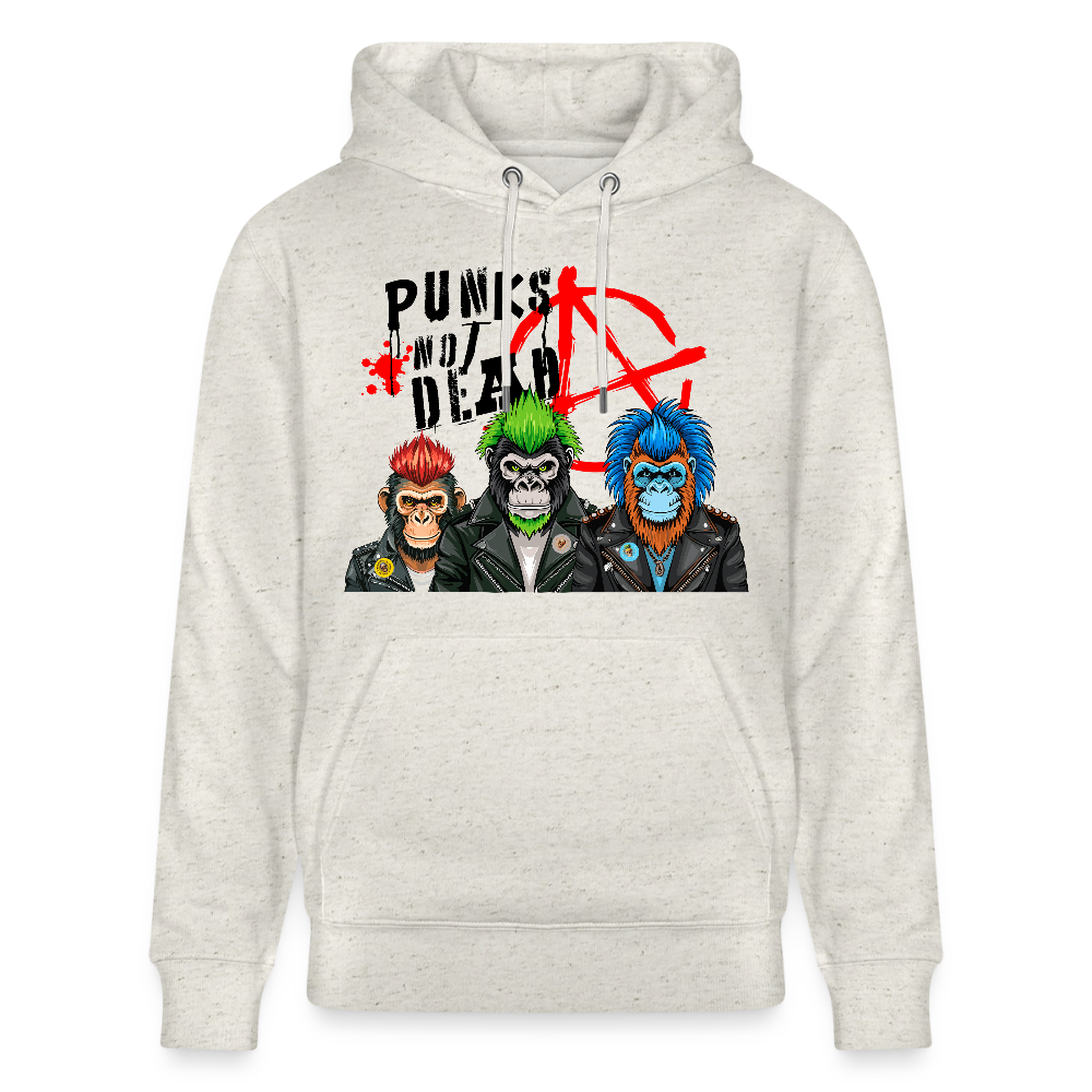 Unisex Hoodie mit PUNKS NOT DEAD PRINT - Beige meliert