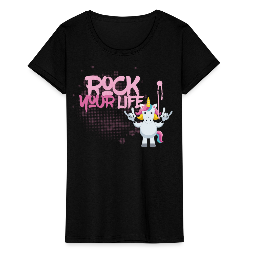 Frauen-T-Shirt mit ROCK YOUR LIFE PRINT - Schwarz
