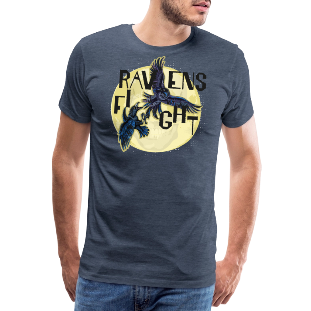 Männer Premium T-Shirt mit RAVENS FIGHT PRINT - Blau meliert