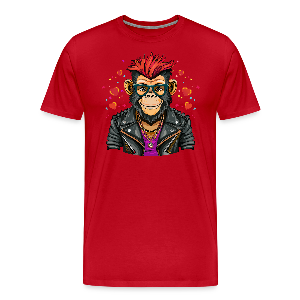 Männer Premium T-Shirt mit MONKEY IN LOVE PRINT - Rot