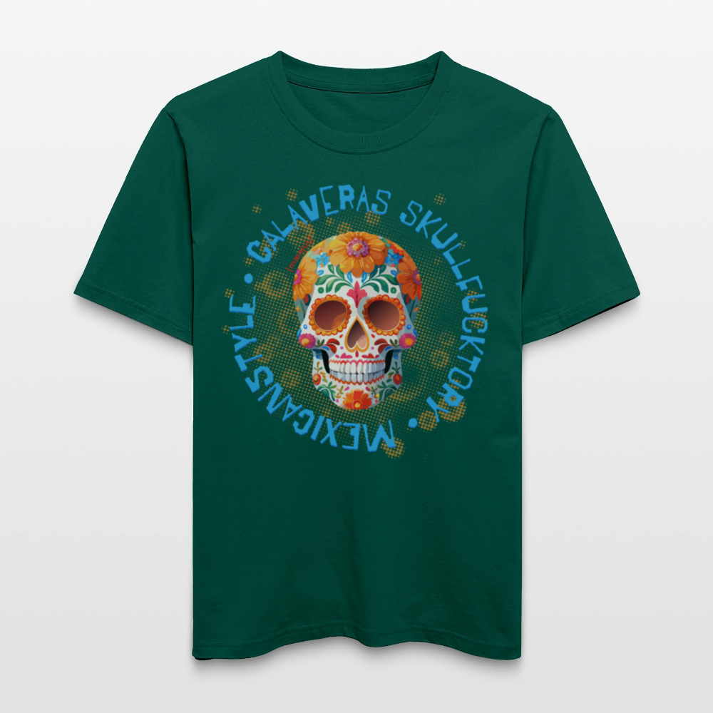 Relaxed Fit Unisex Bio-T-Shirt mit CALAVERAS MEXICANSTYLE PRINT Vorderseite - Forest