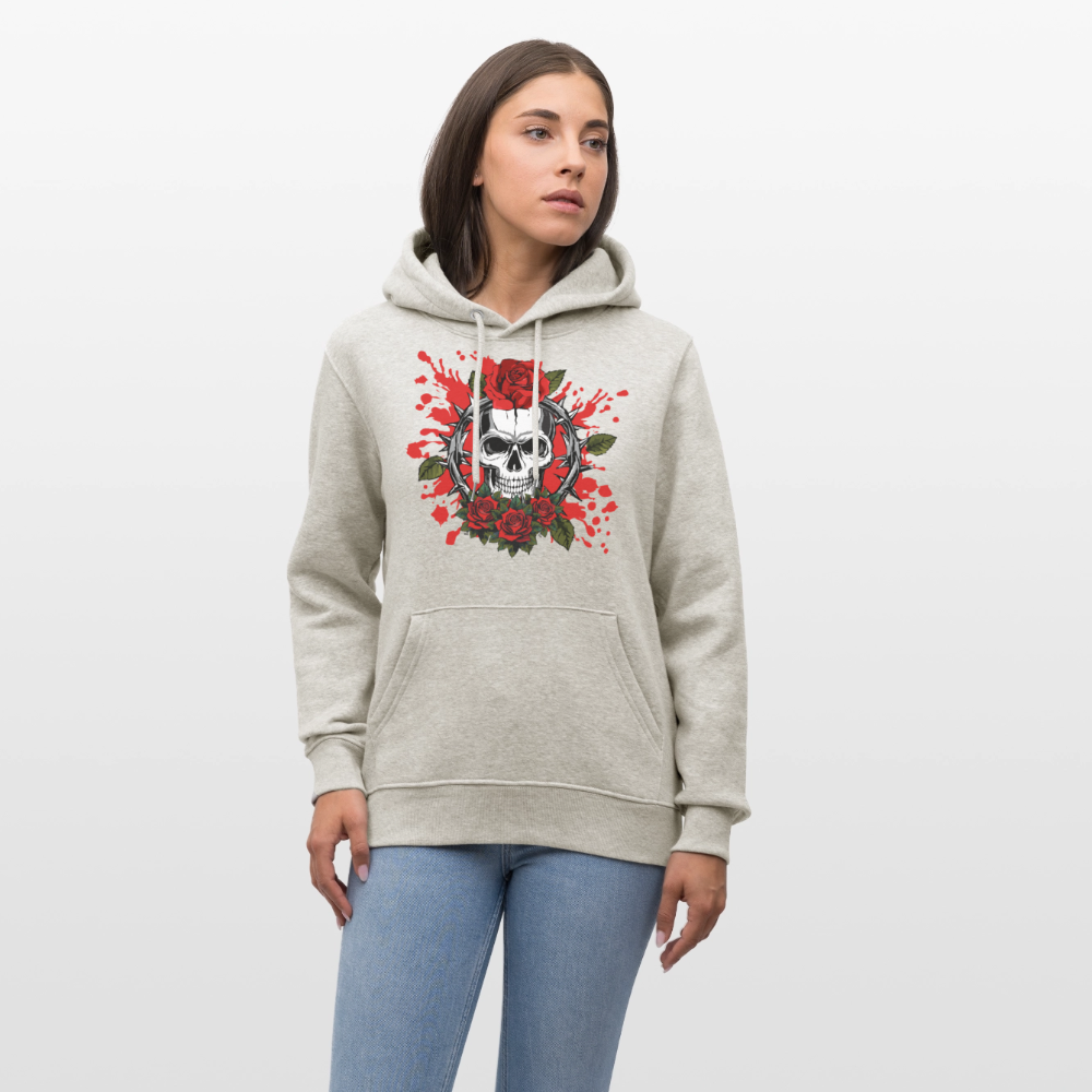Unisex Hoodie mit ROSENSKULL PRINT - Beige meliert