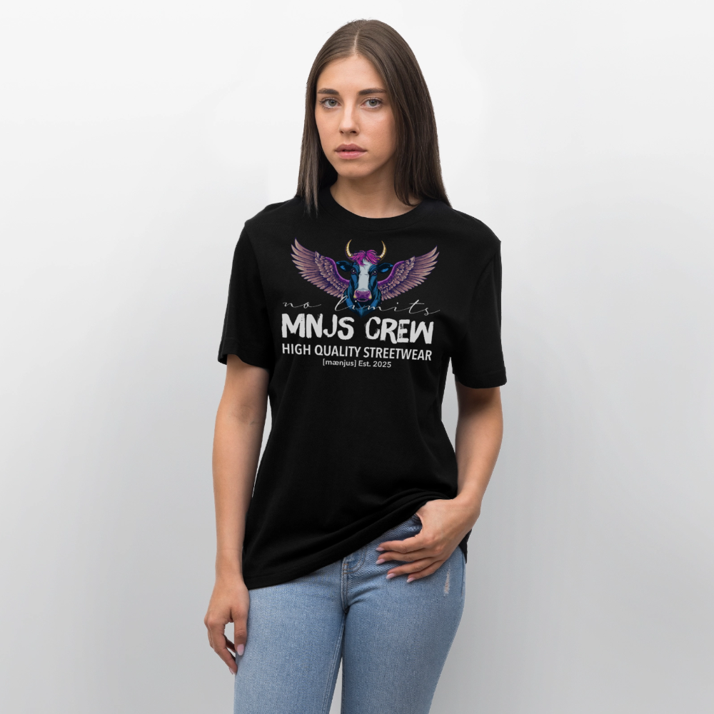 Unisex Bio-T-Shirt mit MNJS CREW no limits PRINT - Schwarz