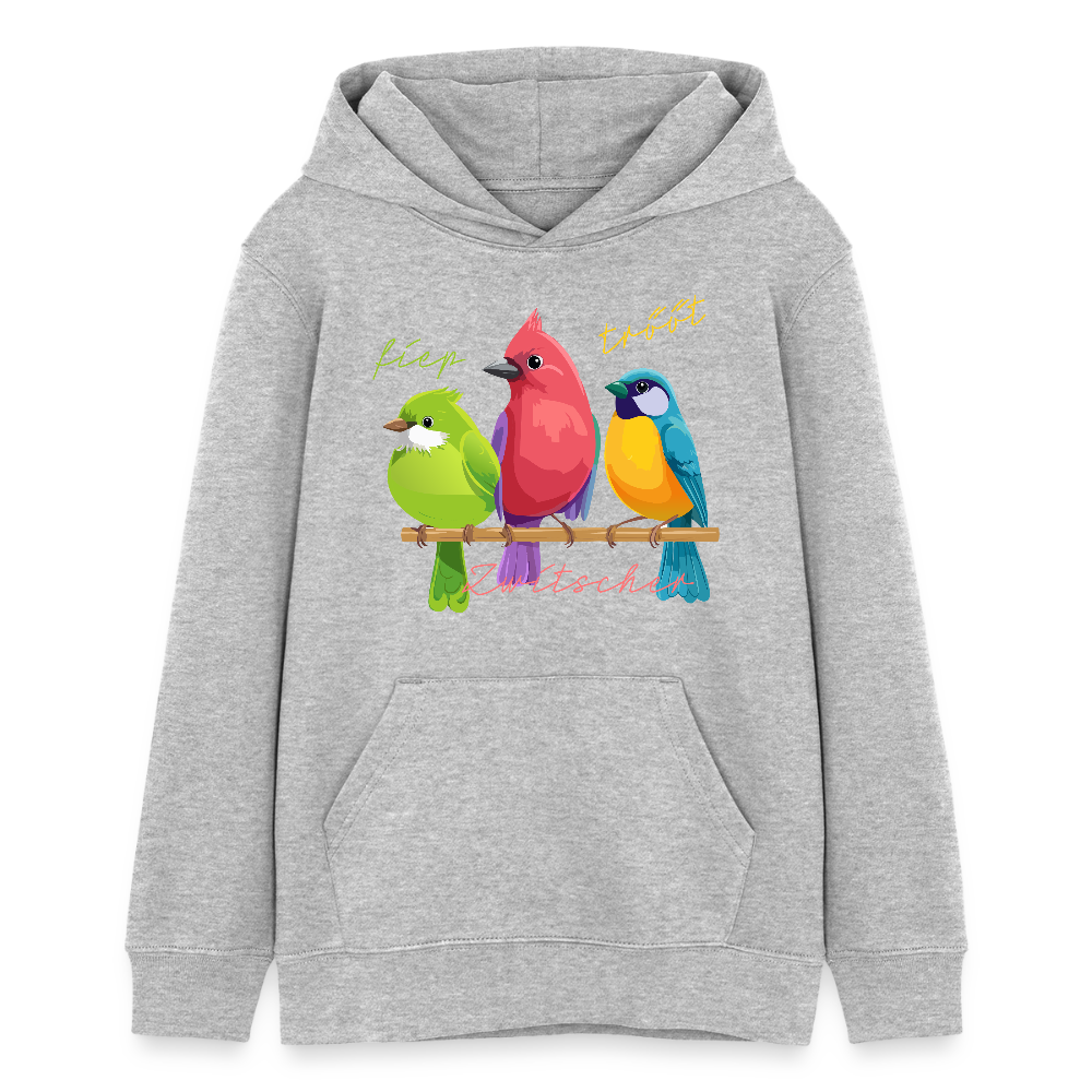 MNJS TEENS Bio-Hoodie mit ZWITSCHERGÄNG PRINT - Grau meliert