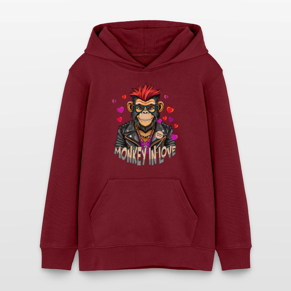 MNJS TEENS Bio-Hoodie mit MONKEY IN LOVE PRINT - Burgunderrot