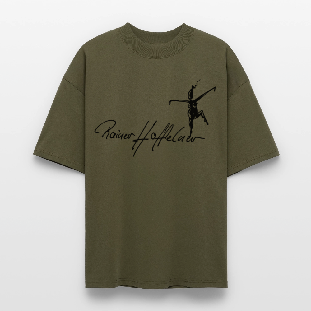 Oversized Unisex T-Shirt mit TUSCHEWEIBCHEN PRINT - Khaki