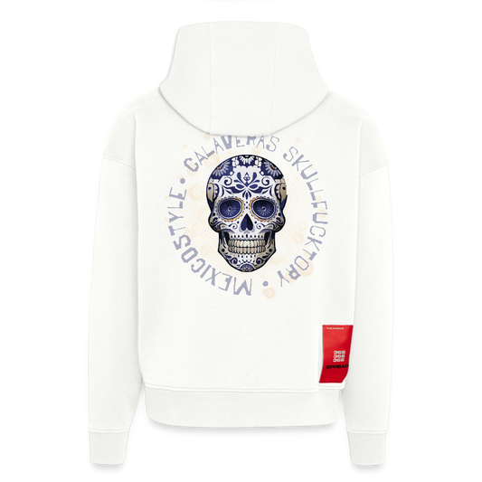 Heavyweight Oversized Organic Hoodie mit CALAVERAS SKULL PRINT - OFF WHITE