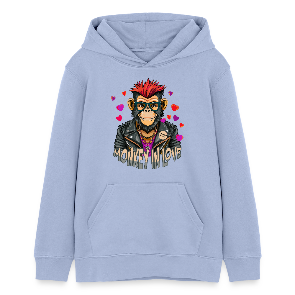 MNJS TEENS Bio-Hoodie mit MONKEY IN LOVE PRINT - Sky
