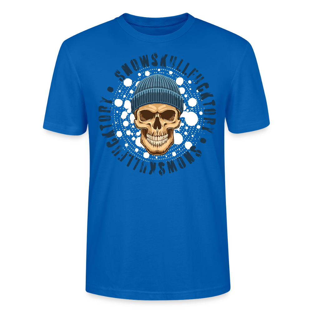 Unisex T-Shirt mit SNOWSKULL FUCKTORY PRINT Vorderseite - Pfauenblau