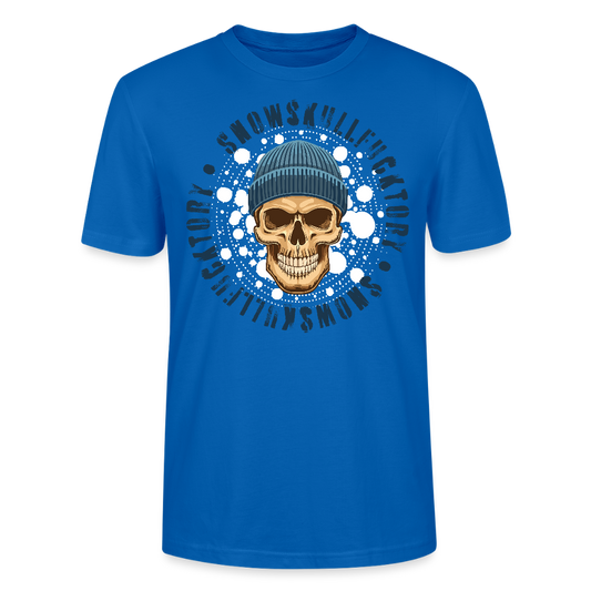Unisex T-Shirt mit SNOWSKULL FUCKTORY PRINT Vorderseite - Pfauenblau