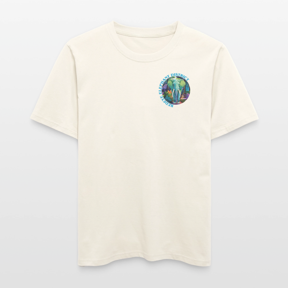 Relaxed Fit Unisex Bio-T-Shirt mit REDEYE ELEPHANT DISTRICT PRINT Vorder- und Rückseite - Naturweiß