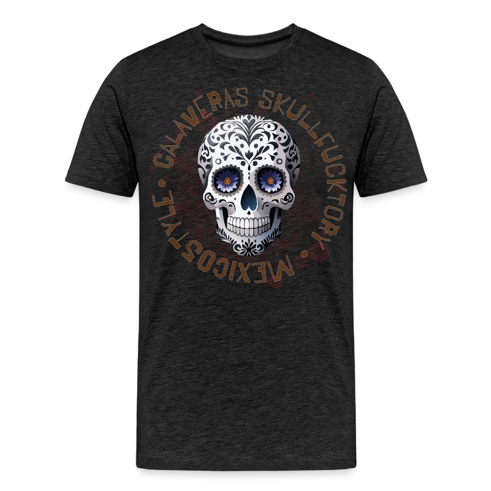 Männer Premium T-Shirt mit CALAVERAS SKULL PRINT - Anthrazit