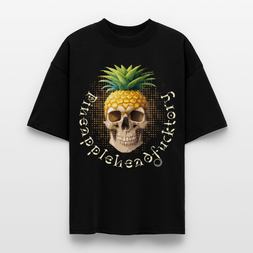 Oversized Unisex T-Shirt mit PINEAPPLE SKULL PRINT - Schwarz