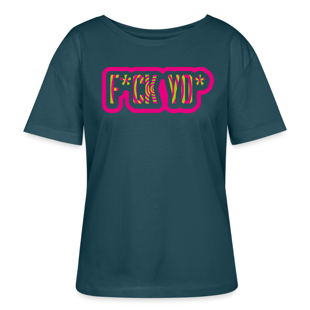 Frauen T-Shirt mit F*CK YO* PRINT - Dunkles Petrol