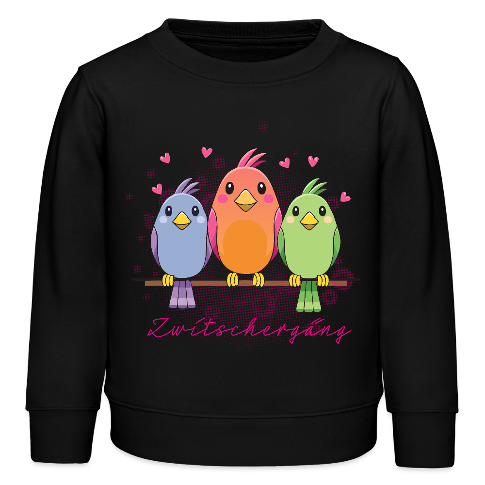 MNJS KIDS Mini Changer Bio Sweatshirt mit ZWITSCHERGÄNG PRINT - Schwarz