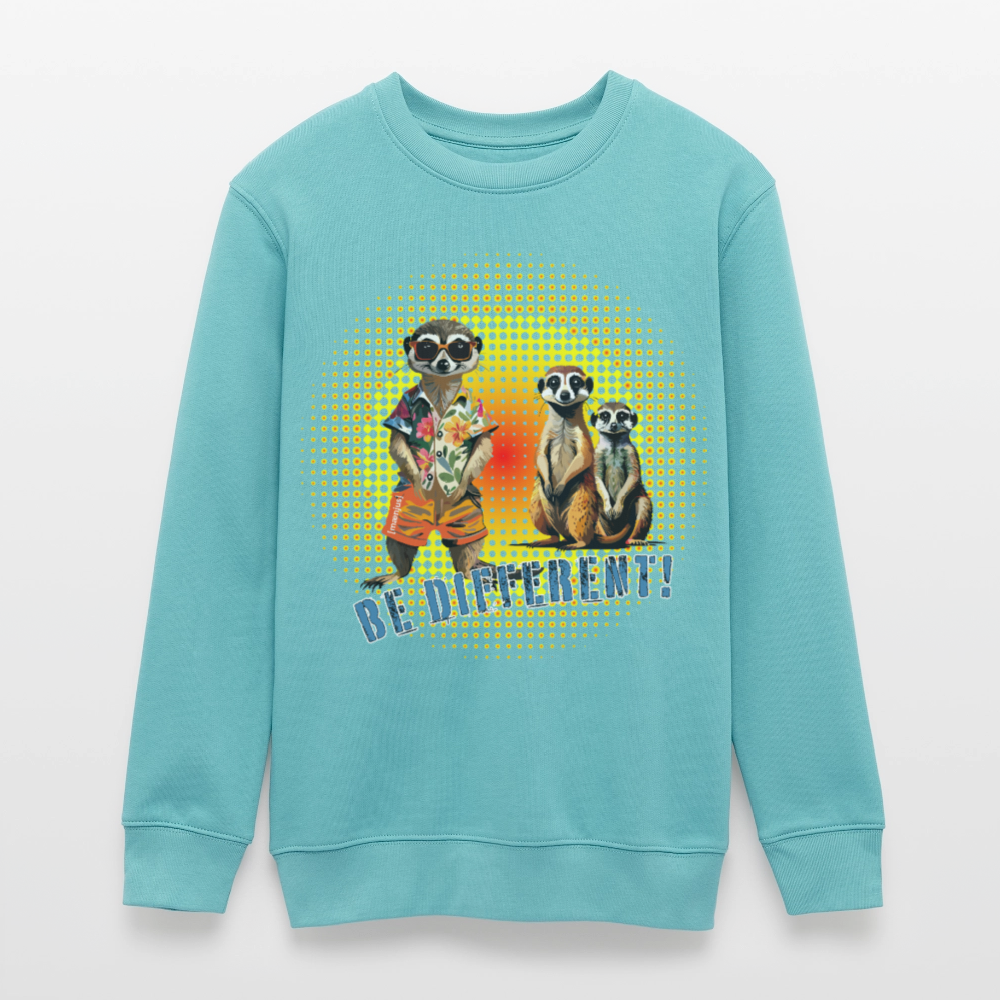 MNJS TEENS Bio Sweatshirt mit BE DIFFERENT PRINT - Pastelltürkis