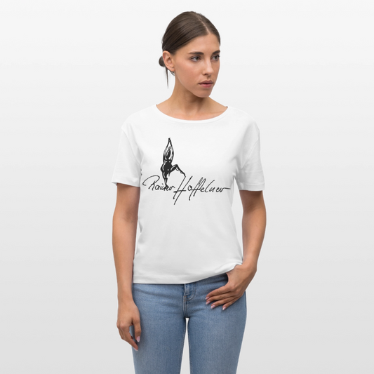 Frauen T-Shirt mit TUSCHEMÄNNCHEN PRINT - Weiß