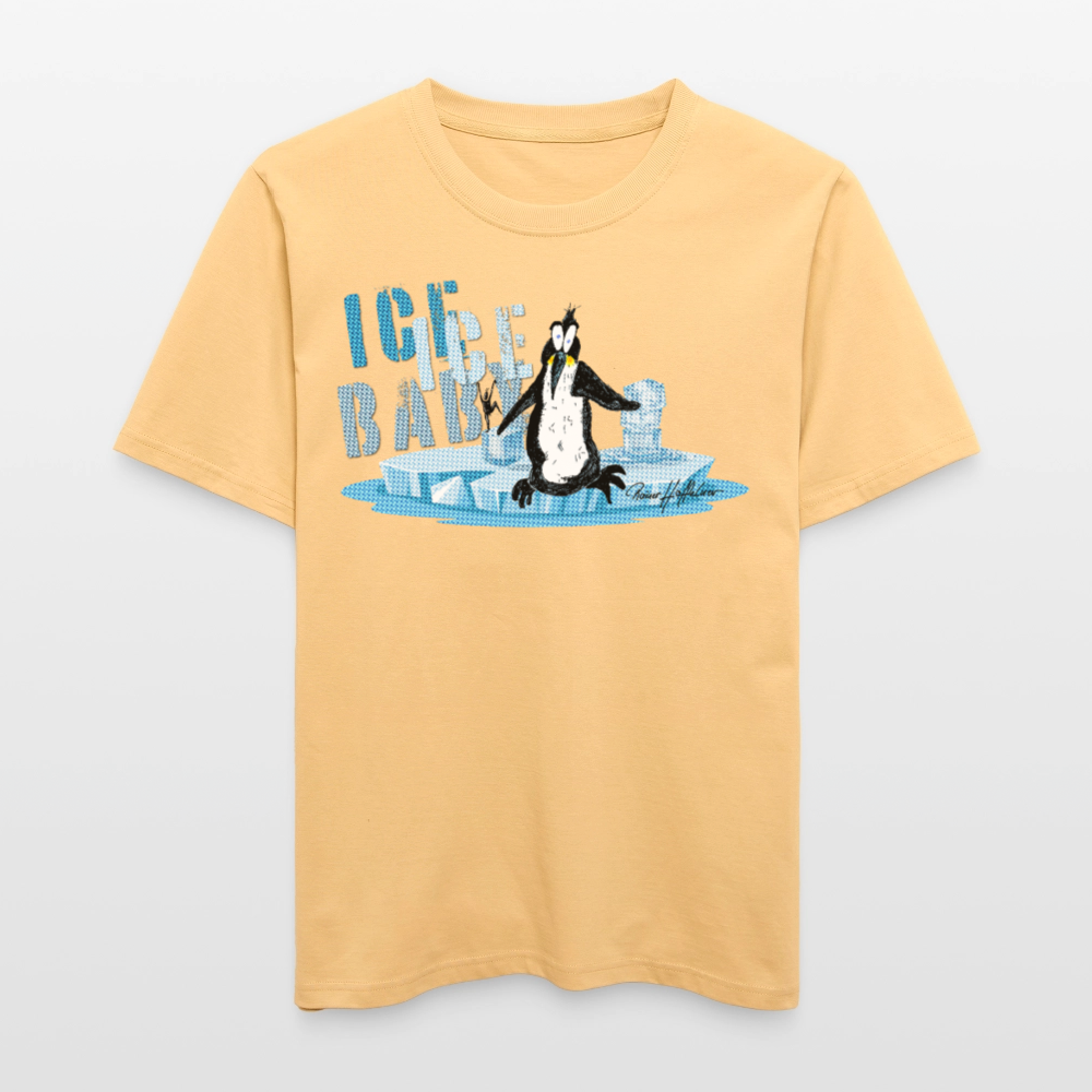 Unisex Bio-T-Shirt mit ICE ICE BABY PINGUIN PRINT - Hellgelb