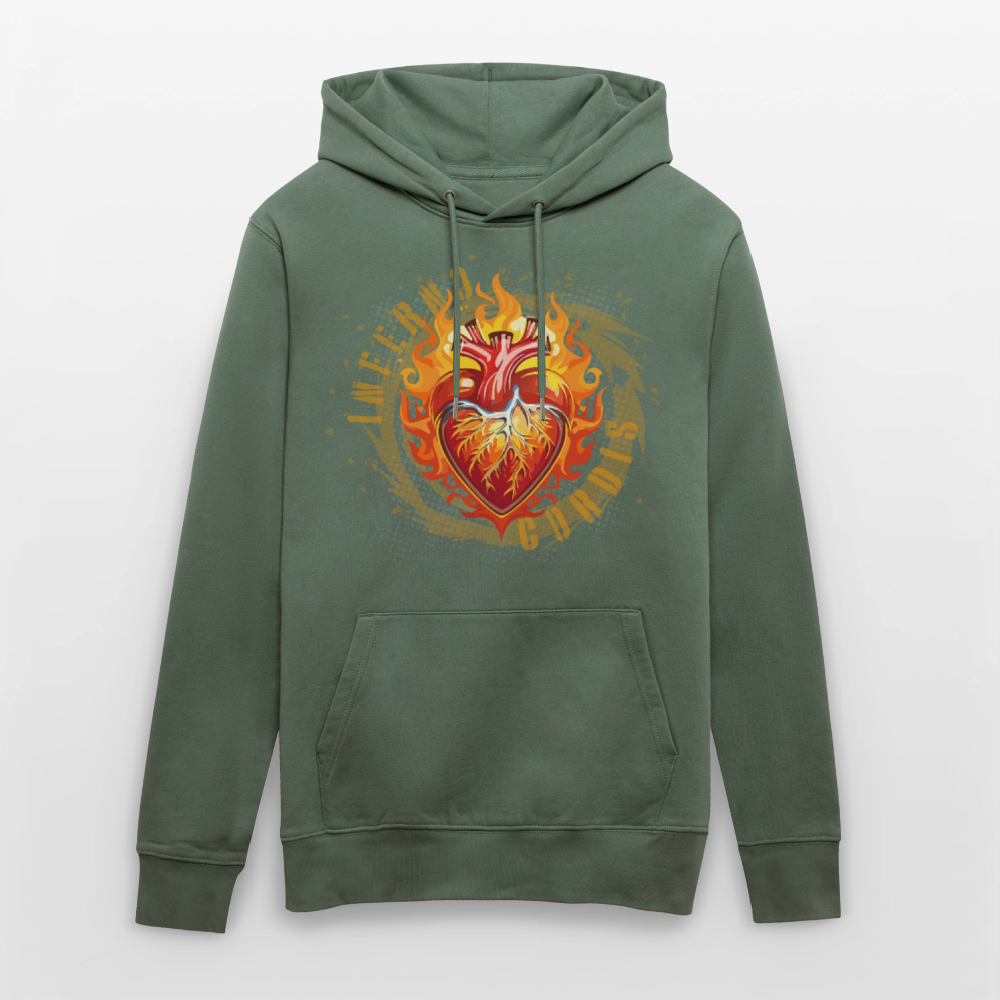 Unisex Bio-Hoodie mit FEUERHERZ PRINT - Tanngrün