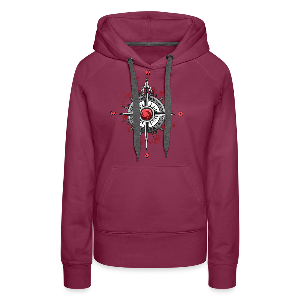 Frauen Premium Hoodie mit WINDROSE PRINT - Bordeaux