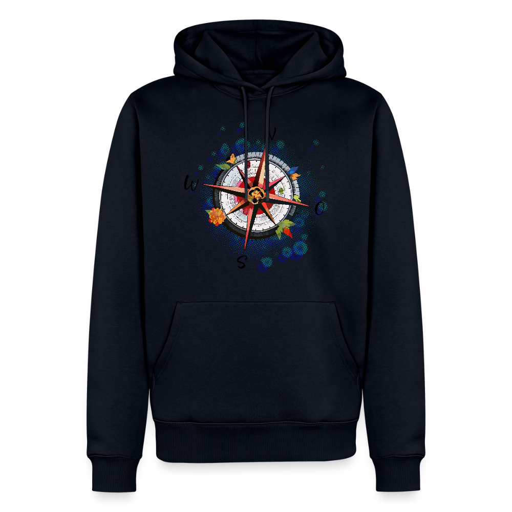 Männer Premium Hoodie mit WINDROSE PRINT - Navy