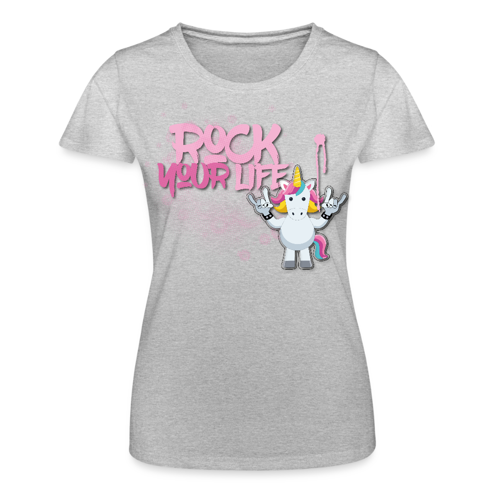 Frauen-T-Shirt mit ROCK YOUR LIFE PRINT - Grau meliert