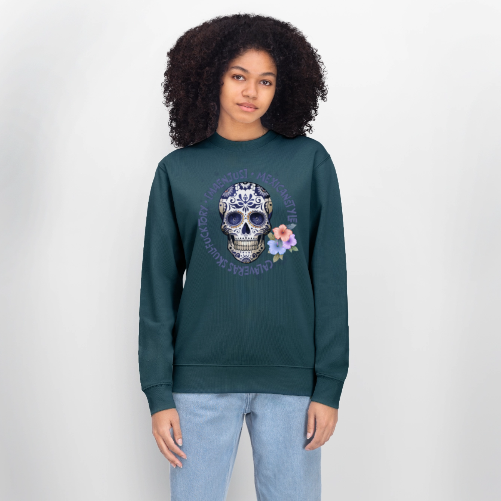 Unisex Bio-Sweatshirt mit MAENJUS MEXICANSTYLE PRINT - Dunkles Petrol