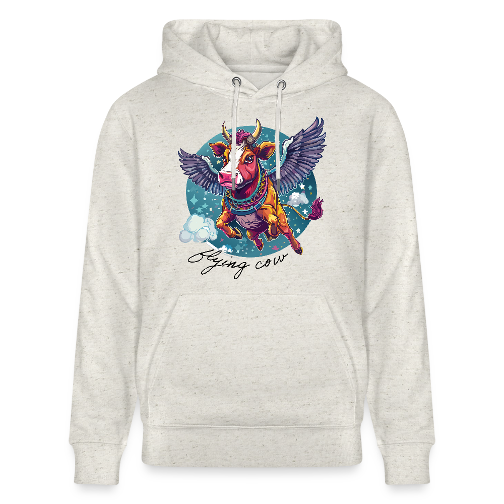 Unisex Hoodie mit FLYING COW PRINT - Beige meliert