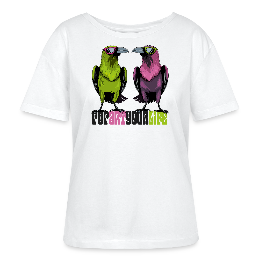 Frauen T-Shirt mit POPART YOUR LIFE PRINT - Weiß