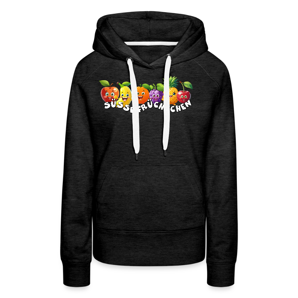Frauen Premium Hoodie mit SÜSSE FRÜCHTCHEN PRINT - Anthrazit