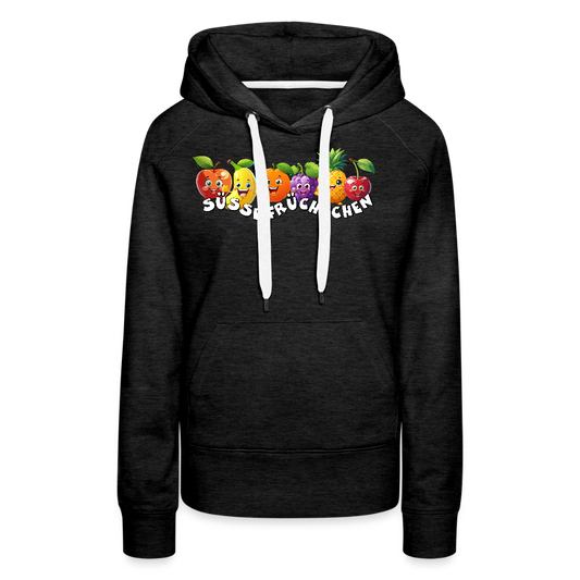Frauen Premium Hoodie mit SÜSSE FRÜCHTCHEN PRINT - Anthrazit