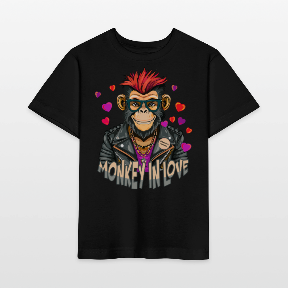 MNJS KIDS T-Shirt mit MONKEY IN LOVE PRINT - Schwarz