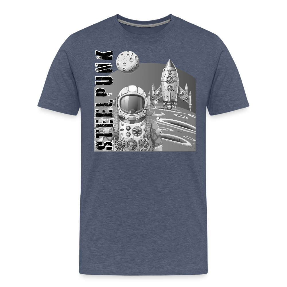 Männer Premium T-Shirt mit STEELPUNK PRINT - Blau meliert