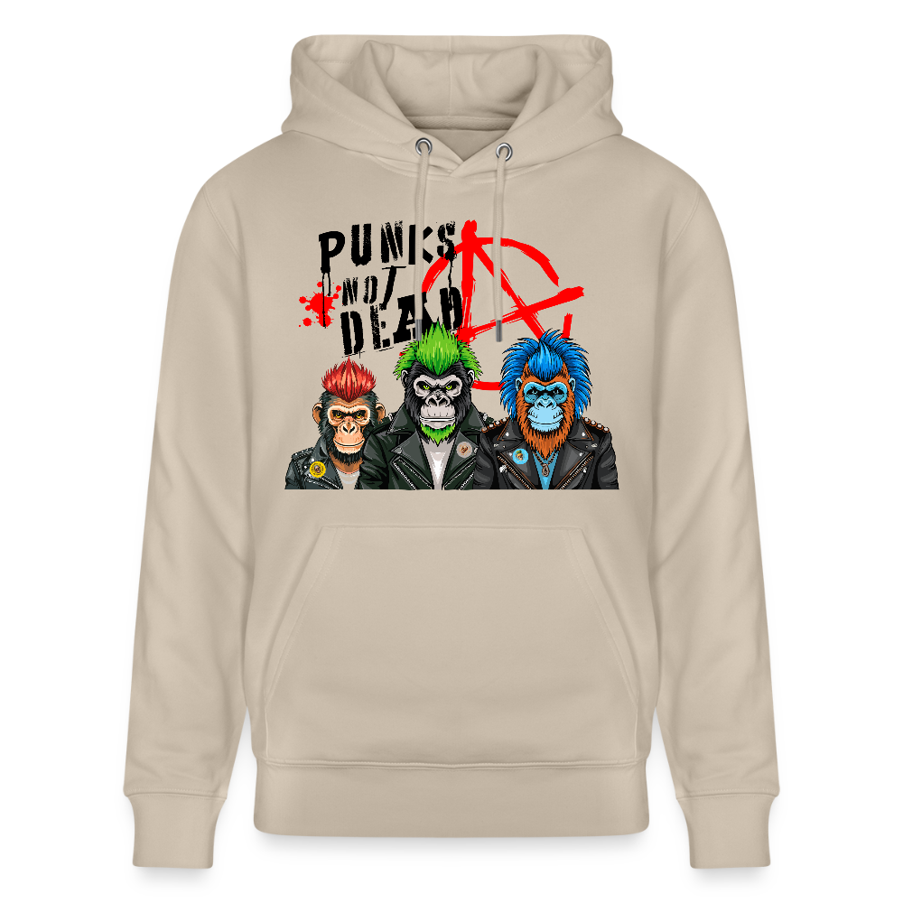 Unisex Hoodie mit PUNKS NOT DEAD PRINT - Beige