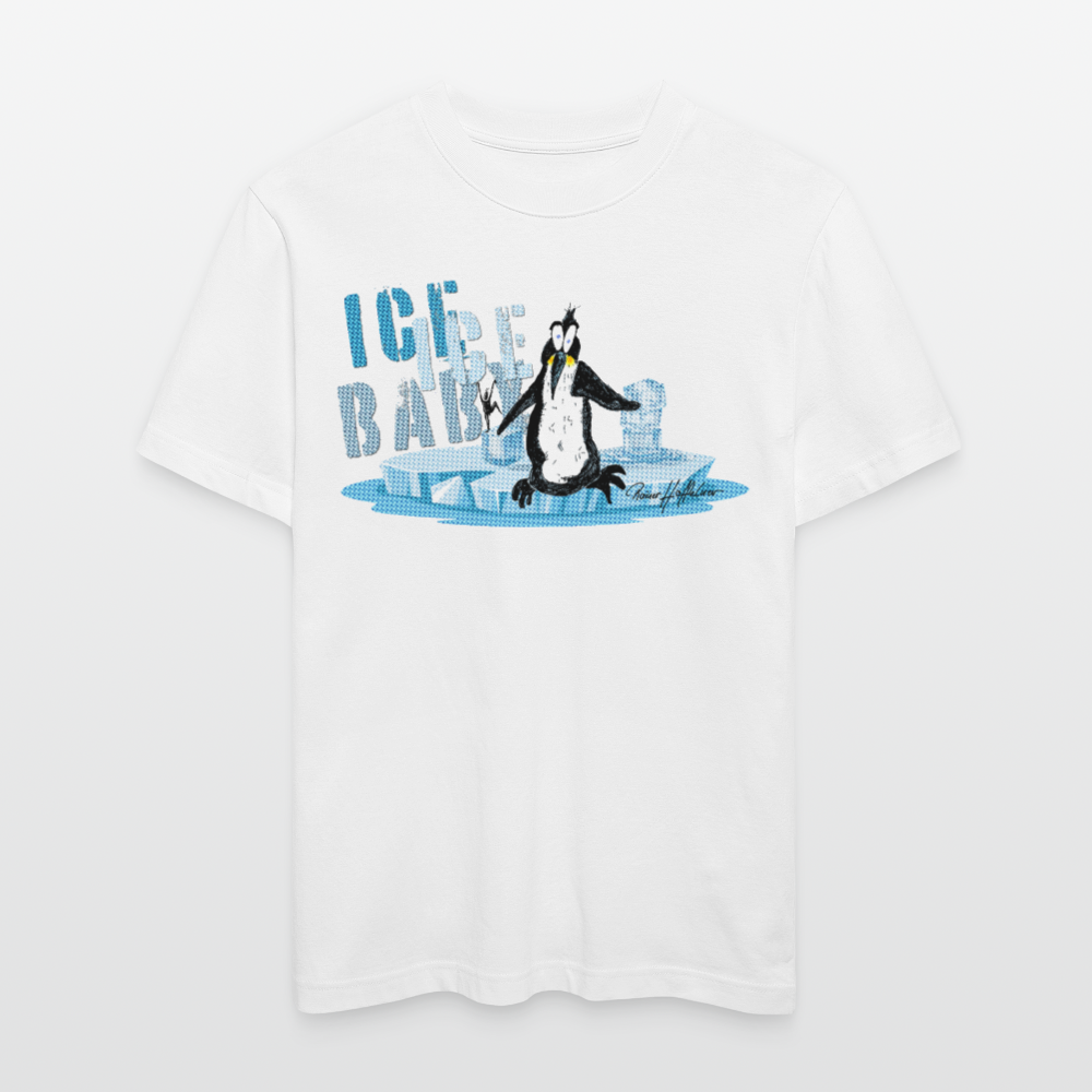 Unisex Bio-T-Shirt mit ICE ICE BABY PINGUIN PRINT - Weiß