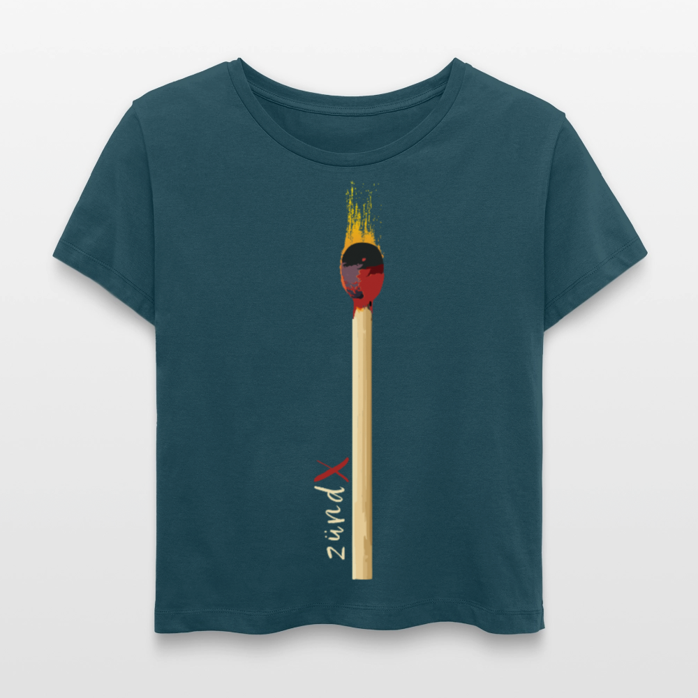 Frauen Bio Rundhals T-Shirt mit zündX PRINT - Dunkles Petrol