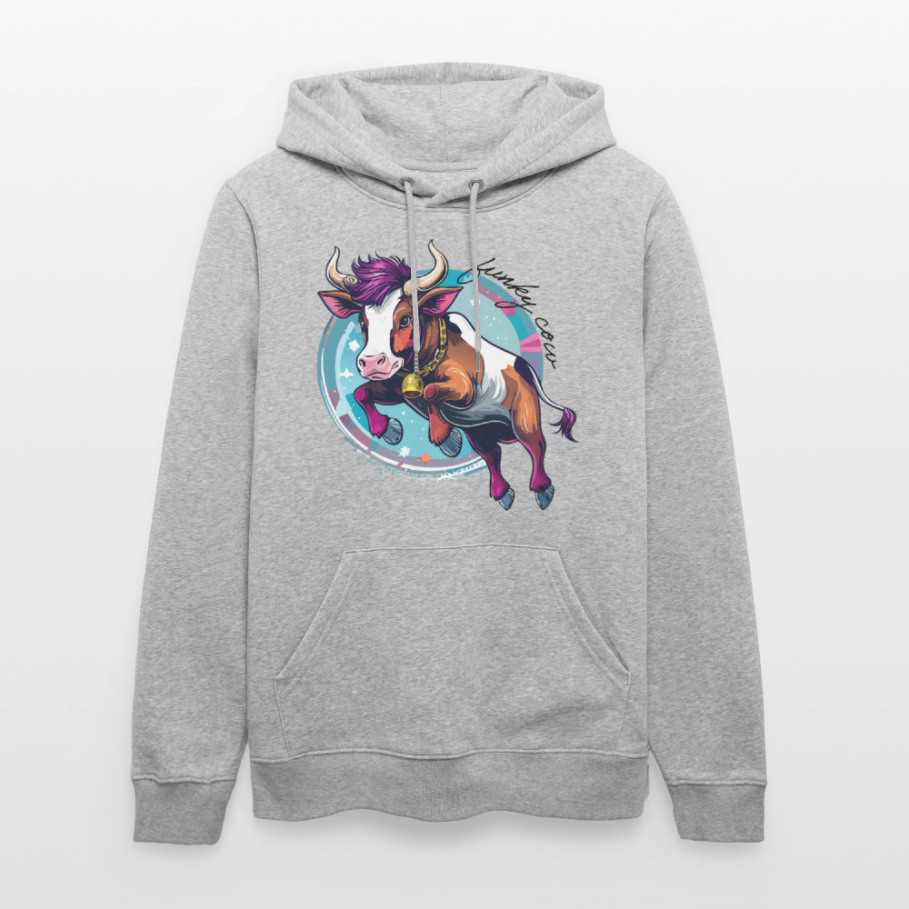 Unisex Hoodie mit FUNKY COW PRINT - Grau meliert