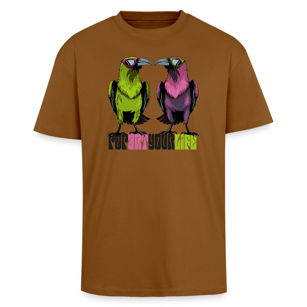 Heavy Oversize T-Shirt mit POPART YOUR LIFE PRINT - Toffee