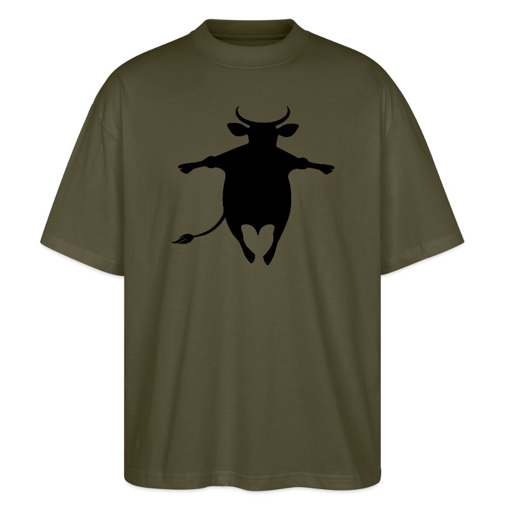 Oversized Unisex T-Shirt mit HAPPY COW PRINT - Khaki