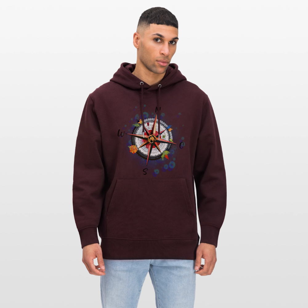 Unisex Hoodie mit WINDROSE PRINT - Maroon