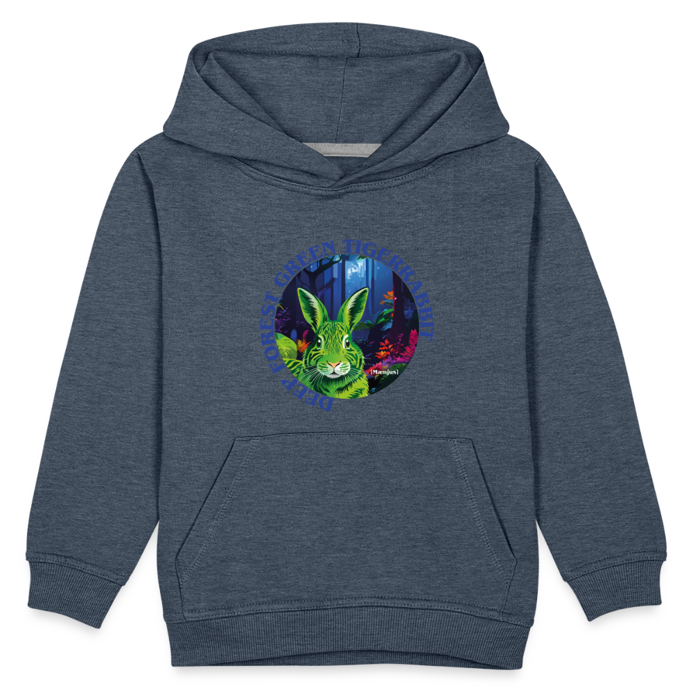 MNJS KIDS Premium Hoodie mit DEEP FOREST GREEN TIGERRABBIT PRINT - Jeansblau