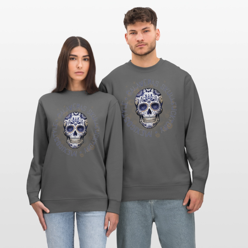 Unisex Bio-Sweatshirt mit CALAVERAS SKULL PRINT - Anthrazit