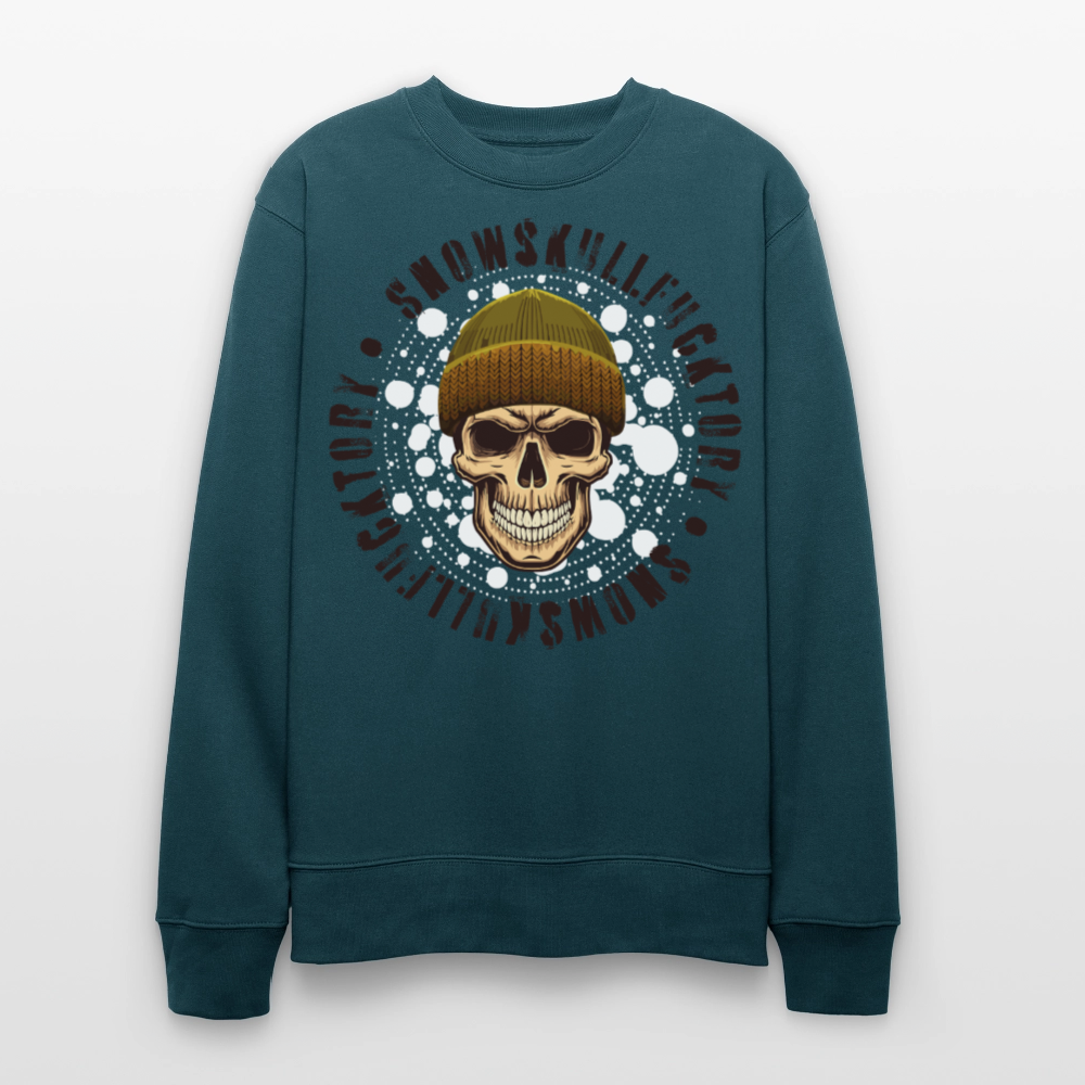 Unisex Bio-Sweatshirt mit SNOWSKULL PRINT - Dunkles Petrol