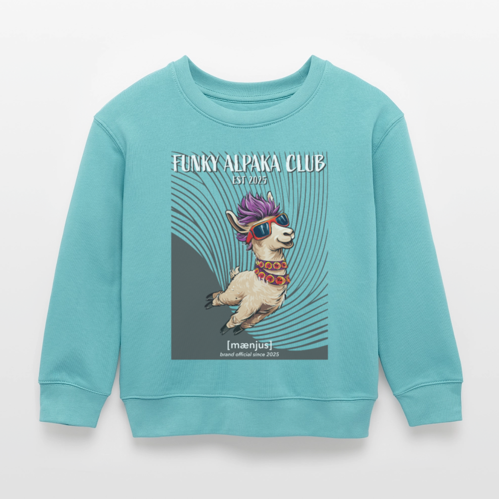 MNJS KIDS Mini Changer Bio Sweatshirt mit FUNKY ALPAKA CLUB PRINT - Pastelltürkis